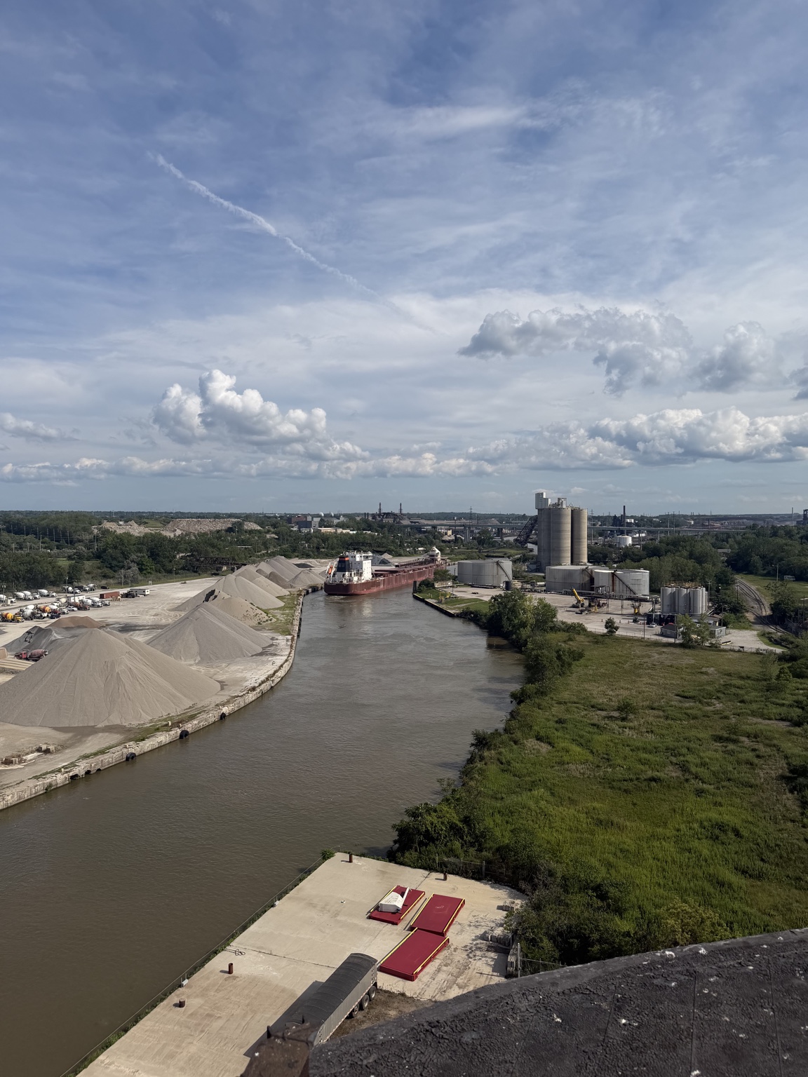 Aerial view of the Ohio Salt Co. river terminal and dock